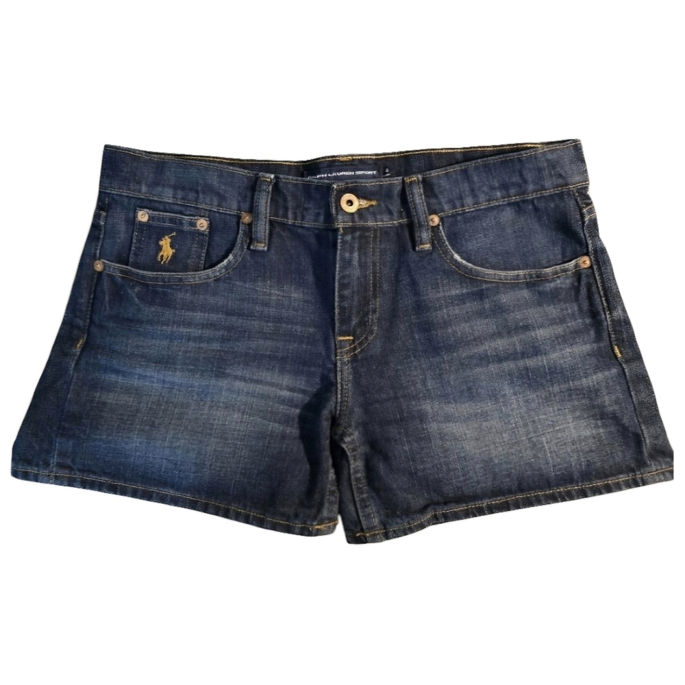 Ralph Lauren Sport Midrise Women's Dark Blue Jean Shorts 4 IN Inseam Y2K Size 4
